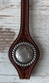 Rope Edge Flower Engraved Concho antik 1 3/4